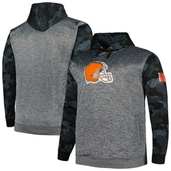 Cleveland Browns Big & Tall Camo Pullover Hoodie - Heather Charcoal Hoodies