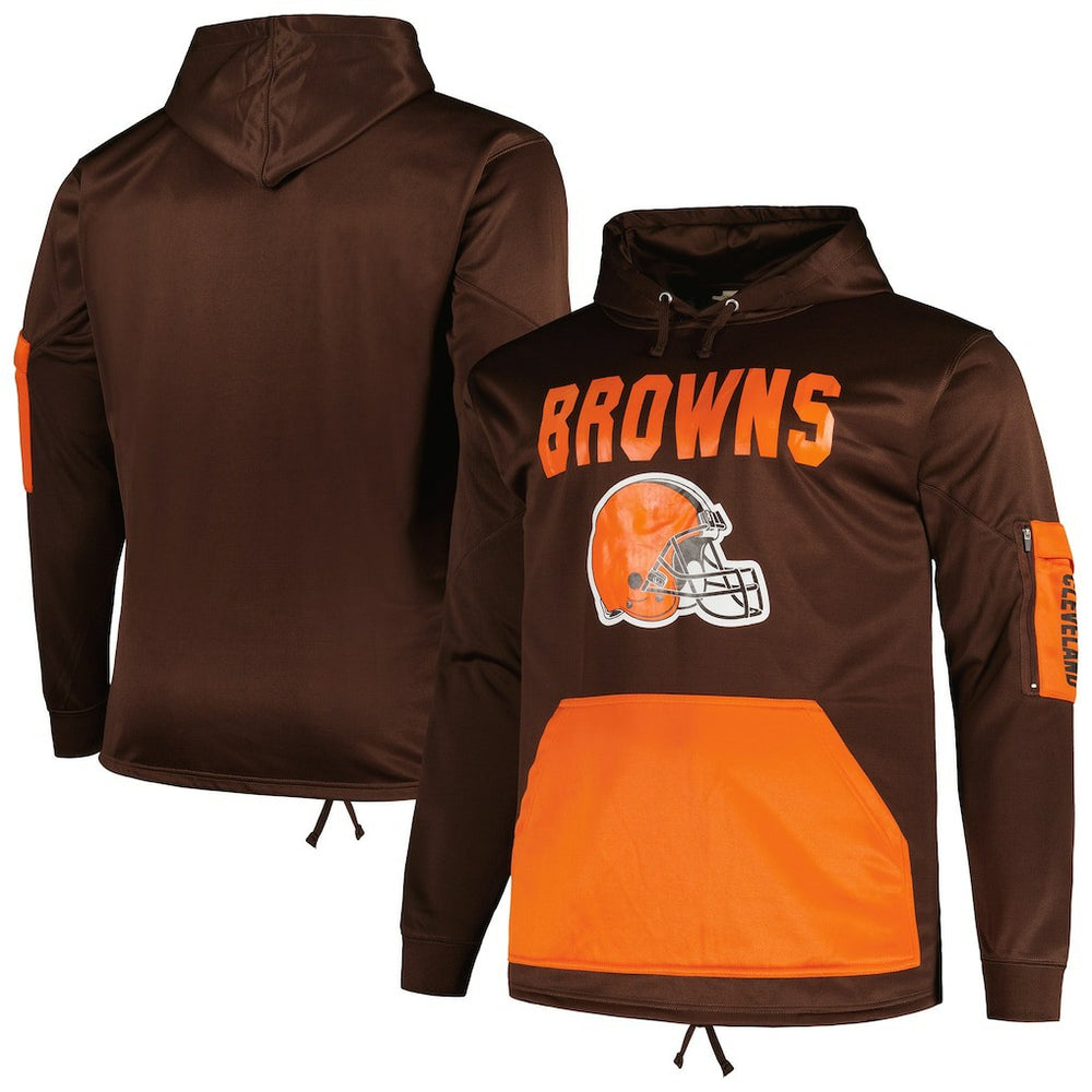 Cleveland Browns Big & Tall Pullover Hoodie - Brown Hoodies