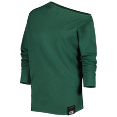 Green Bay Packers KIYA TOMLIN Women's Twisted Tri-Blend Asymmetrical 3/4-Dolman Sleeve Sweatshirt - Green Sweatshirts