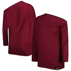 Washington Commanders KIYA TOMLIN Women's Twisted Tri-Blend Asymmetrical 3/4-Dolman Sleeve Sweatshirt - Burgundy Sweatshirts