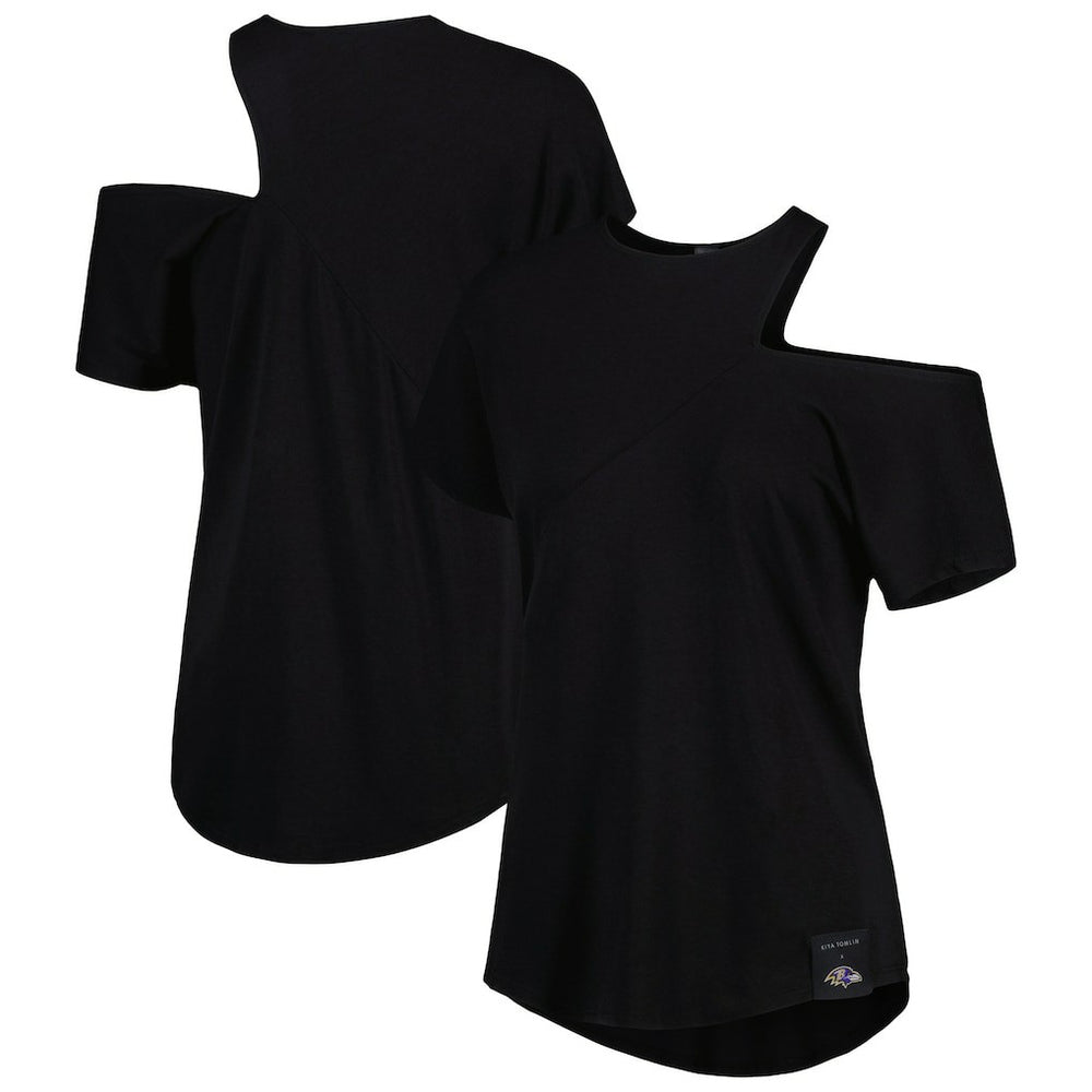Baltimore Ravens KIYA TOMLIN Women's Cut Out Tri-Blend Shirt - Black