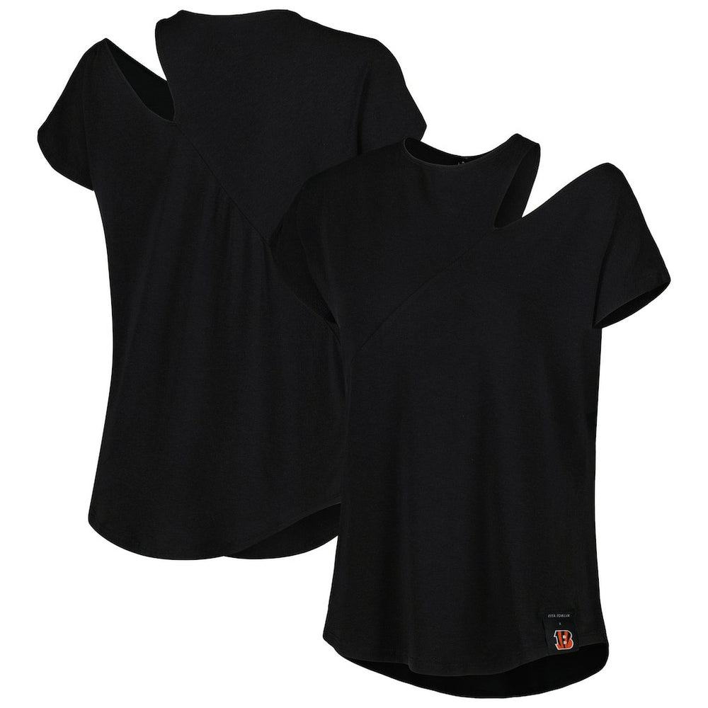 Cincinnati Bengals KIYA TOMLIN Women's Cut Out Tri-Blend Shirt - Black