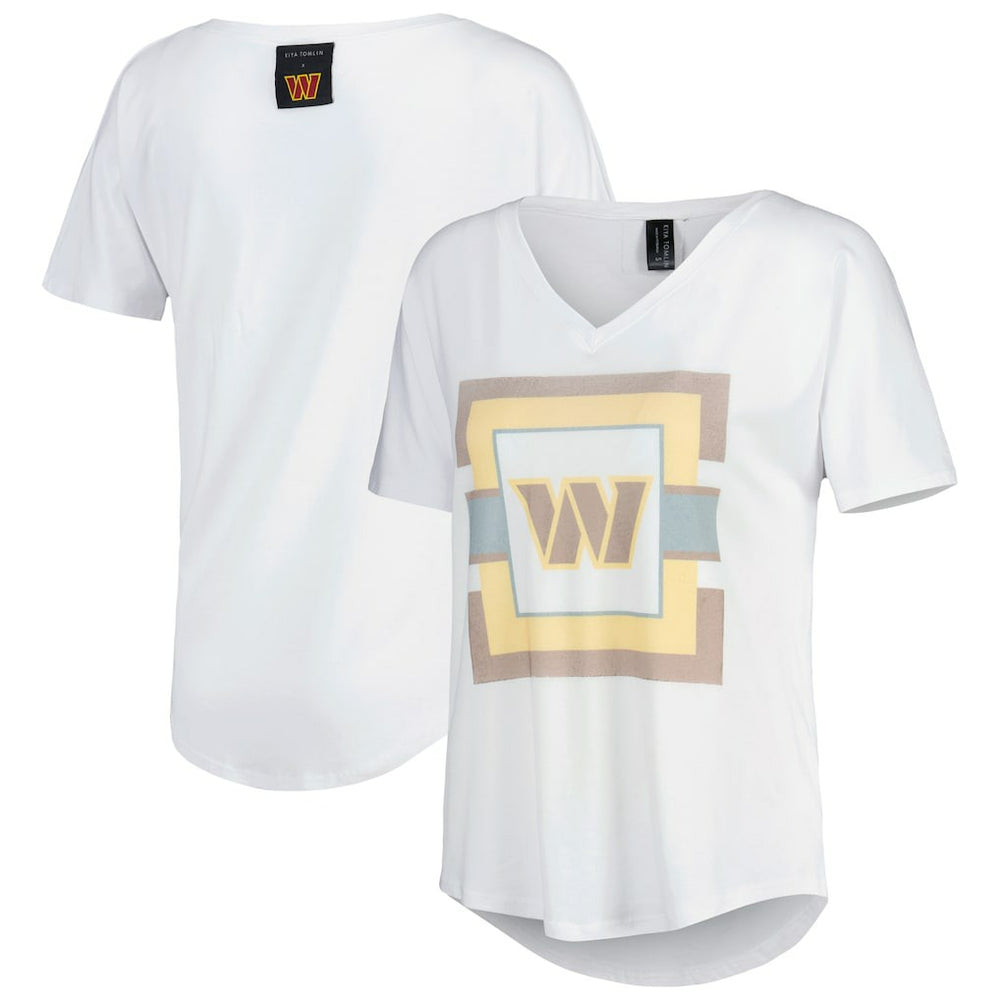 Washington Commanders KIYA TOMLIN Women's V-Neck T-Shirt - White T-shirts