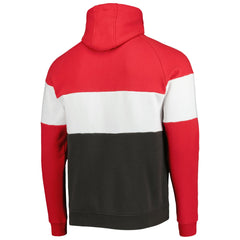 Tampa Bay Buccaneers New Era Colorblock Current Pullover Hoodie - Heather Charcoal/Red Hoodies