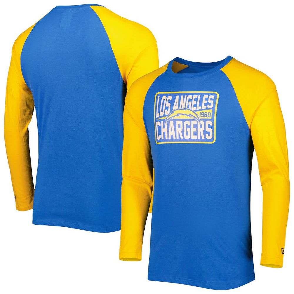 Los Angeles Chargers New Era Current Raglan Long Sleeve T-Shirt - Powder Blue T-shirts