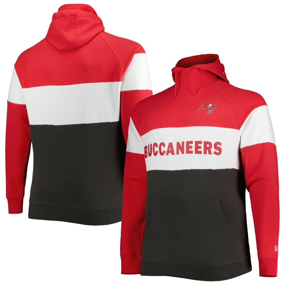 Tampa Bay Buccaneers New Era Big & Tall Current Team Colorblock Fleece Raglan Pullover Hoodie - Red/Pewter Hoodies