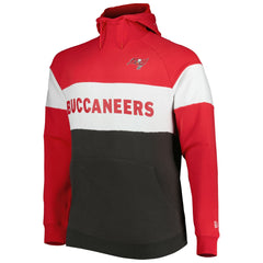 Tampa Bay Buccaneers New Era Big & Tall Current Colorblock Raglan Fleece Pullover Hoodie - Heather Charcoal/Black Hoodies