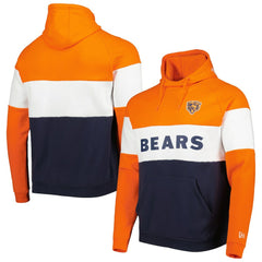 Chicago Bears New Era Colorblock Throwback Pullover Hoodie - Navy/Orange Hoodies