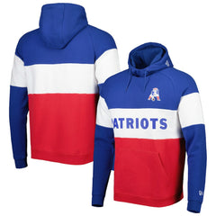 New England Patriots New Era Colorblock Throwback Pullover Hoodie - Red/Royal Hoodies