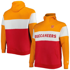 Tampa Bay Buccaneers New Era Big & Tall Throwback Colorblock Raglan Pullover Hoodie - Red Hoodies