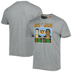 Ja'Marr Chase & Joe Burrow Cincinnati Bengals Homage Unisex NFL Jam Tri-Blend T-Shirt - Heather Gray T-shirts