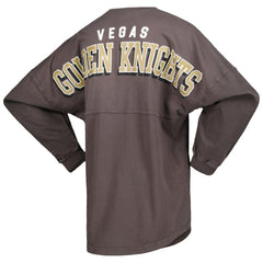 Vegas Golden Knights Fanatics Women's Spirit Lace-Up V-Neck Long Sleeve Jersey T-Shirt - Charcoal | US 4974038