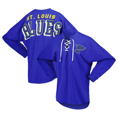 St. Louis Blues Fanatics Women's Spirit Lace-Up V-Neck Long Sleeve Jersey T-Shirt - Blue | US 4974048
