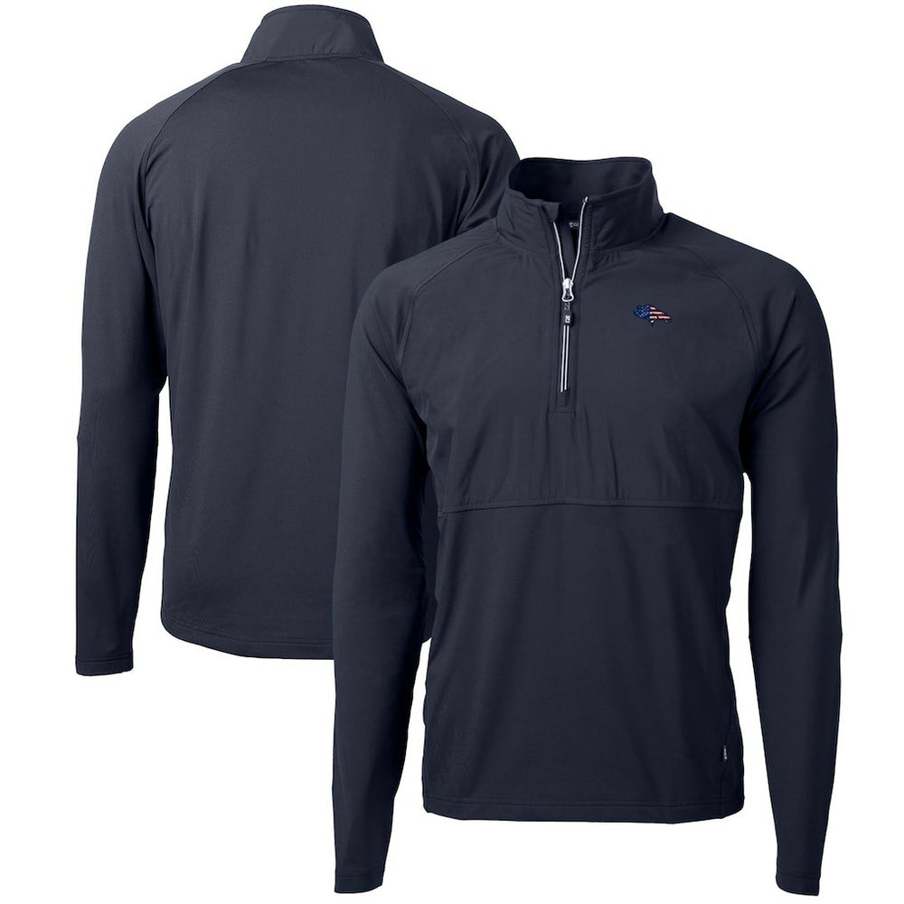 Denver Broncos Cutter & Buck Adapt Eco Knit Hybrid Recycled Quarter-Zip Pullover Top - Navy Pullover