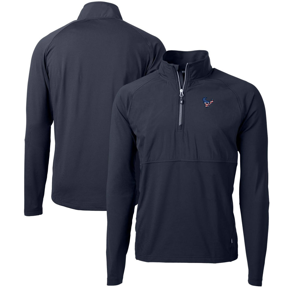Houston Texans Cutter & Buck Adapt Eco Knit Hybrid Recycled Quarter-Zip Pullover Top - Navy Pullover