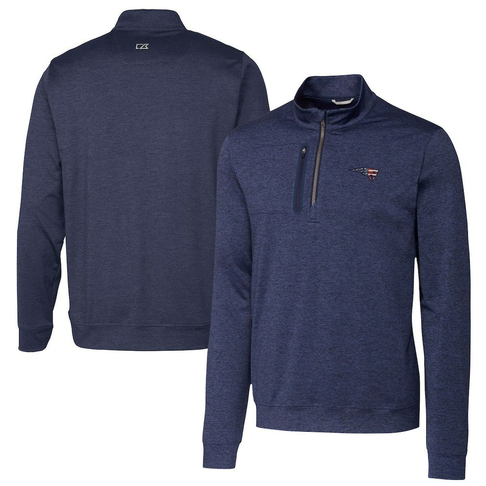 New England Patriots Cutter & Buck Stealth Quarter-Zip Pullover Top - Heathered Navy Pullover