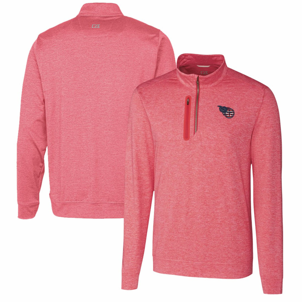 Tennessee Titans Cutter & Buck Stealth Quarter-Zip Pullover Top - Heathered Cardinal Pullover
