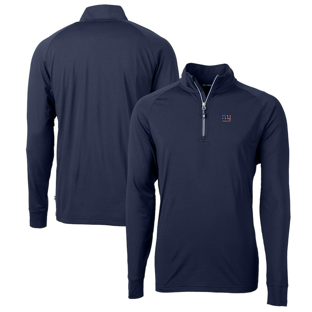 New York Giants Cutter & Buck Big & Tall Adapt Eco Knit Stretch Recycled Quarter-Zip Pullover Top - Navy Pullover