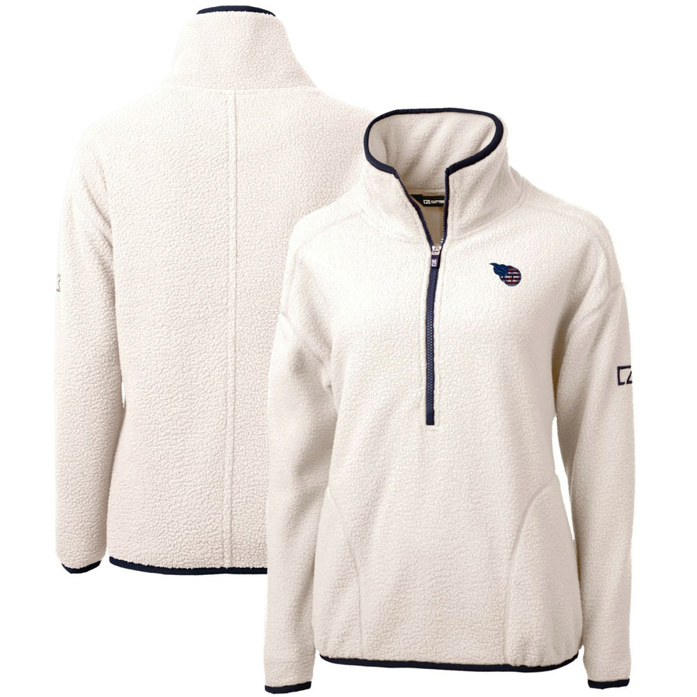 Tennessee Titans Cutter & Buck Women's Americana Cascade Eco Sherpa Fleece Half-Zip Pullover Jacket - Cream Pullover