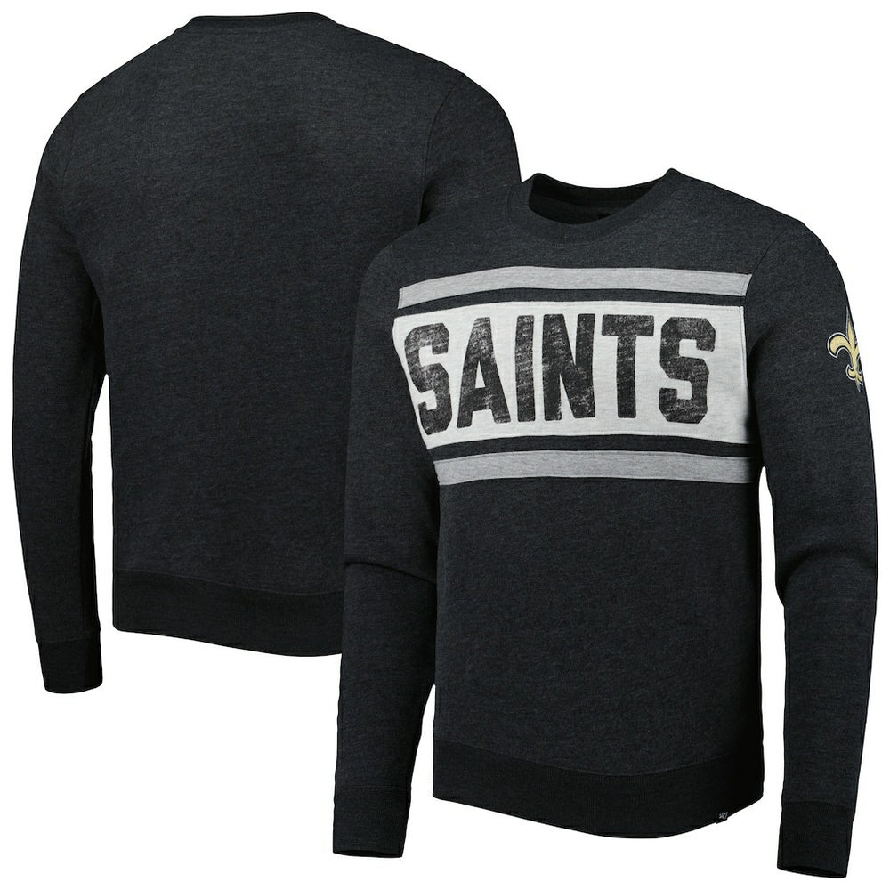 New Orleans Saints '47 Bypass Tribeca Pullover Sweatshirt - Heathered Black Pullover