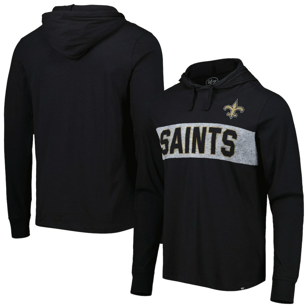 New Orleans Saints '47 Field Franklin Hooded Long Sleeve T-Shirt - Black T-shirts