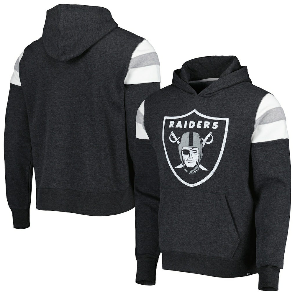 Las Vegas Raiders '47 Premier Nico Pullover Hoodie - Heathered Black Hoodies