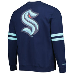 Seattle Kraken Mitchell & Ness Allover Logo Pullover Sweatshirt - Deep Sea Blue | US 4980601