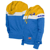Los Angeles Rams New Era Women's Throwback Colorblock Full-Zip Hoodie - Royal/Gold Hoodies