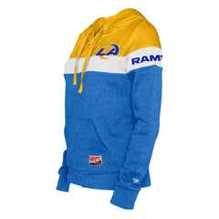 Los Angeles Rams New Era Women's Throwback Colorblock Full-Zip Hoodie - Royal/Gold Hoodies