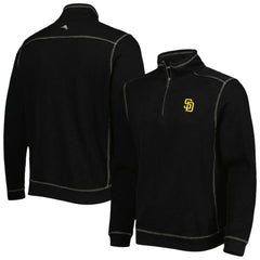 San Diego Padres Tommy Bahama Tobago Bay Tri-Blend Quarter-Zip Sweatshirt - Black Sweatshirts