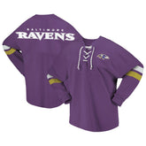 Baltimore Ravens Women's Spirit Jersey Lace-Up V-Neck Long Sleeve T-Shirt - Purple T-shirts