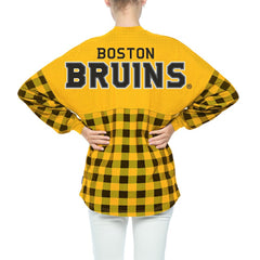 Boston Bruins Fanatics Women's Buffalo Check Long Sleeve T-Shirt - Gold | US 4982418