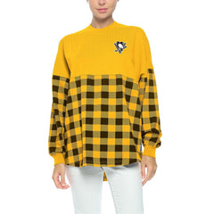 Pittsburgh Penguins Fanatics Women's Buffalo Check Long Sleeve T-Shirt - Gold | US 4982420