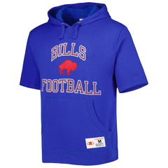 Buffalo Bills Washed Short Sleeve Pullover Hoodie - Royal Hoodies