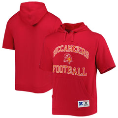 Tampa Bay Buccaneers Washed Short Sleeve Pullover Hoodie - Scarlet Hoodies