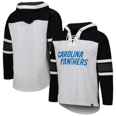 Carolina Panthers '47 Gridiron Lace-Up Pullover Hoodie - Heather Gray Hoodies
