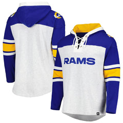 Los Angeles Rams '47 Gridiron Lace-Up Pullover Hoodie - Heather Gray Hoodies