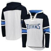 Tennessee Titans '47 Gridiron Lace-Up Pullover Hoodie - Heather Gray Hoodies