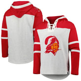 Tampa Bay Buccaneers '47 Historic Logo Gridiron Lace-Up Pullover Hoodie - Heather Gray Hoodies