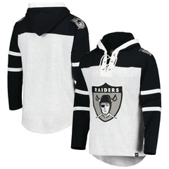 Las Vegas Raiders '47 Historic Logo Gridiron Lace-Up Pullover Hoodie - Heather Gray Hoodies