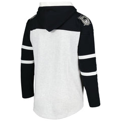 Las Vegas Raiders '47 Historic Logo Gridiron Lace-Up Pullover Hoodie - Heather Gray Hoodies