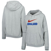 England National Team Women's Lockup Varsity Fleece Raglan Pullover Hoodie Heather Gray - Nike sale