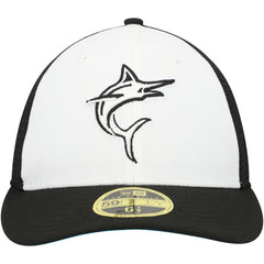 Miami Marlins New Era 2023 On-Field Batting Practice Low Profile 59FIFTY Fitted Hat - Black/White Hats