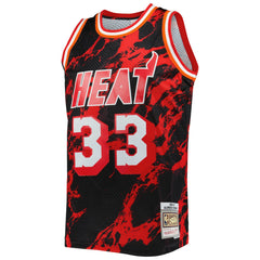 Alonzo Mourning Miami Heat 1996/97 Hardwood Classics Marble Swingman Jersey Black - Mitchell & Ness