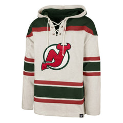 New Jersey Devils '47 Rockaway Lace-Up Pullover Hoodie - Oatmeal | US 4993244