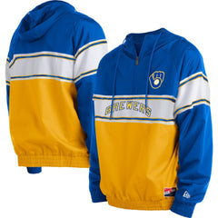 Milwaukee Brewers New Era Ripstop Raglan Quarter-Zip Hoodie - Royal Hoodies