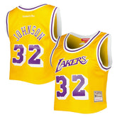 Magic Johnson Los Angeles Lakers Women's 1984 Hardwood Classics Crop Player Tank Top Gold - Mitchell & Ness outlet
