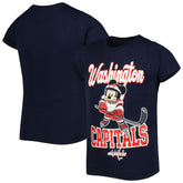 Washington Capitals Girls Youth Mickey Mouse Go Team Go T-Shirt - Navy | US 4994879