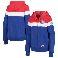Chicago Cubs New Era Women's Colorblock Full-Zip Hoodie Jacket - Heather Royal Jackets