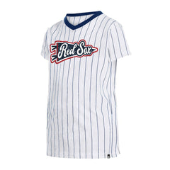 Boston Red Sox New Era Girls Youth Pinstripe V-Neck T-Shirt - White T-shirts